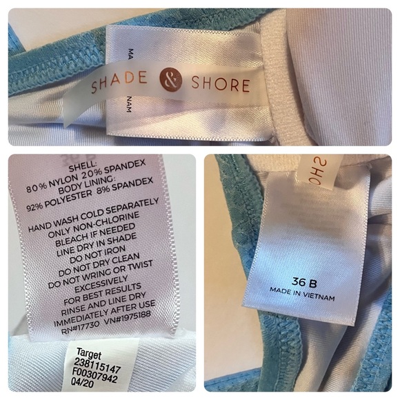Shade & Shore knot front textured triangle bikini top 36B light blue - Picture 10 of 11
